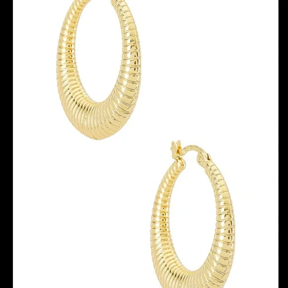 Uncommon James Gold Textured Hoop Earrings - Picture 3 of 3
